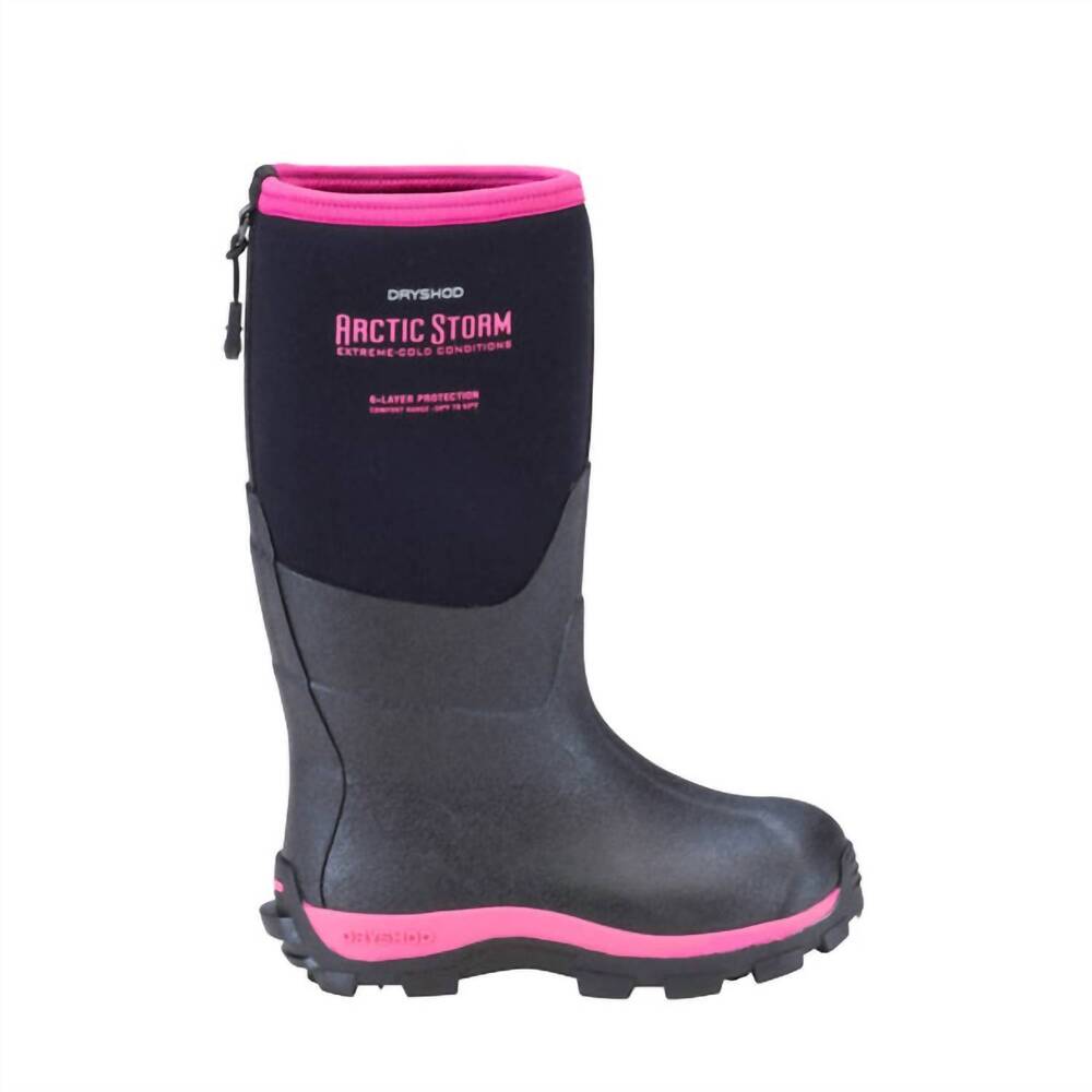 NEW DRYSHOD kid's arctic storm boots in black/pink